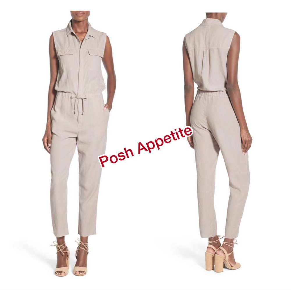 HUDSON “Everly” Crop sleeveless utility jumpsuit